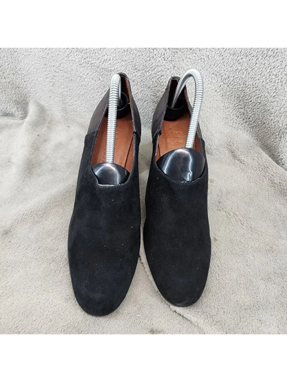 Hispanitas Shoes Womens Size EU 39.5 US 8.5 Black Suede Block Heel Booties *Read